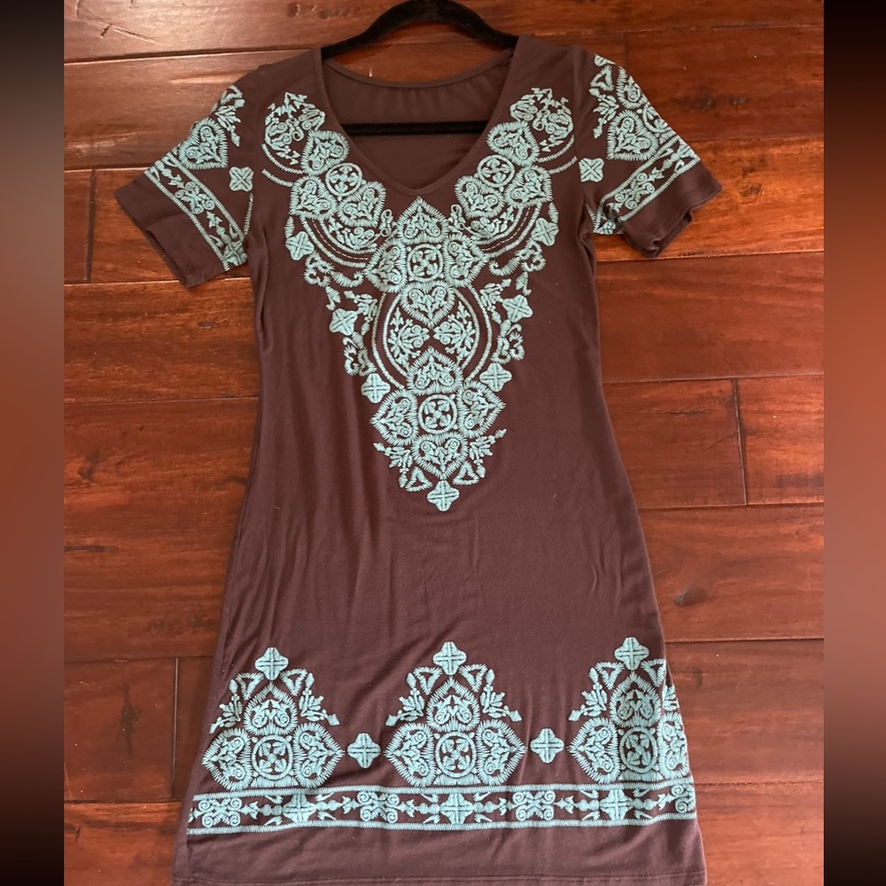 Brown and turquoise dress!S